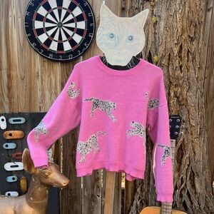 &merci Pink Leopard Sweater